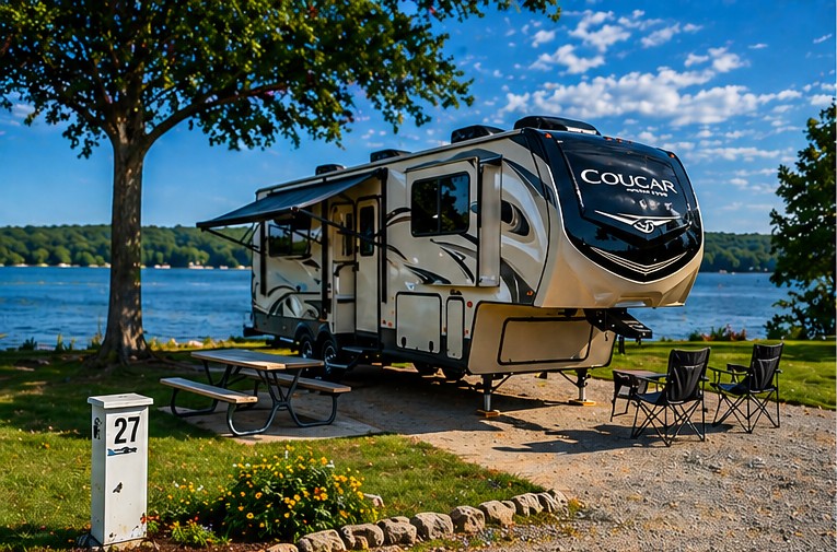 Spacious RV sites on Eagle Mountain Lake near Fort Worth